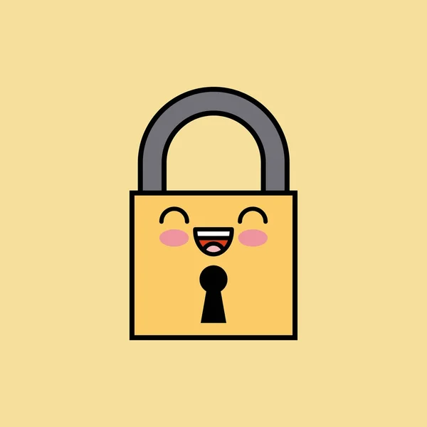 Hangslot kawaii pictogram ontwerp — Stockvector