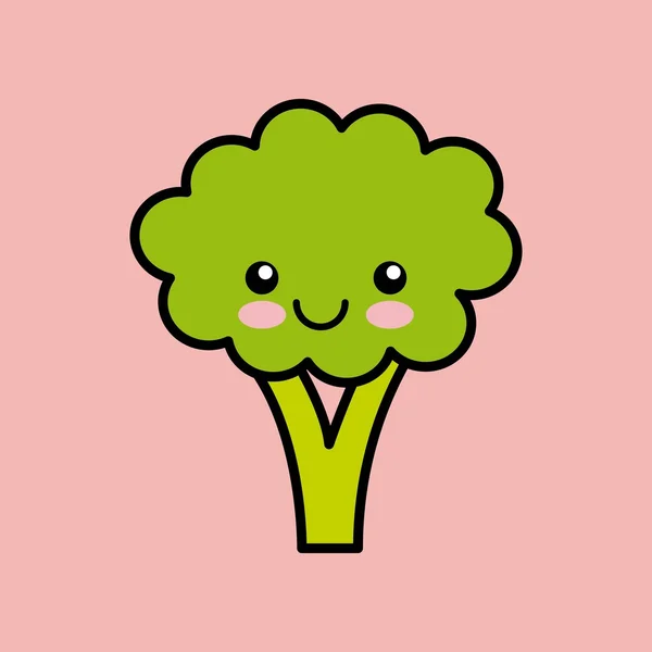 Desain ikon brokoli kawaii - Stok Vektor