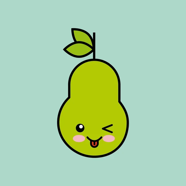 Poire kawaii icône design — Image vectorielle