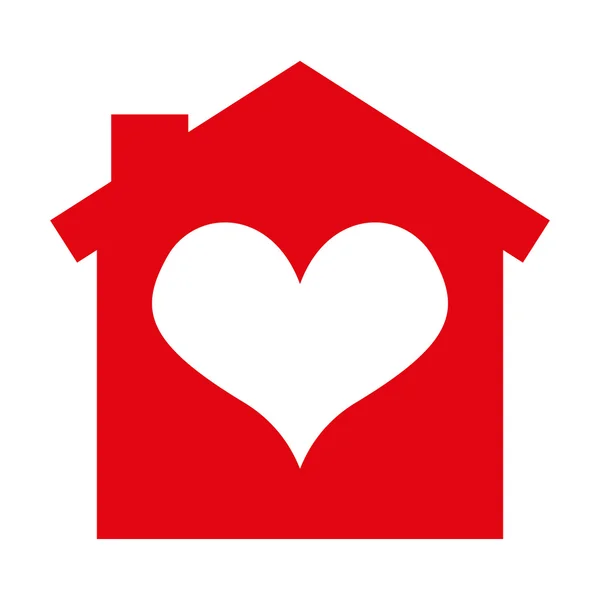 Casa silueta corazón aislado icono — Vector de stock