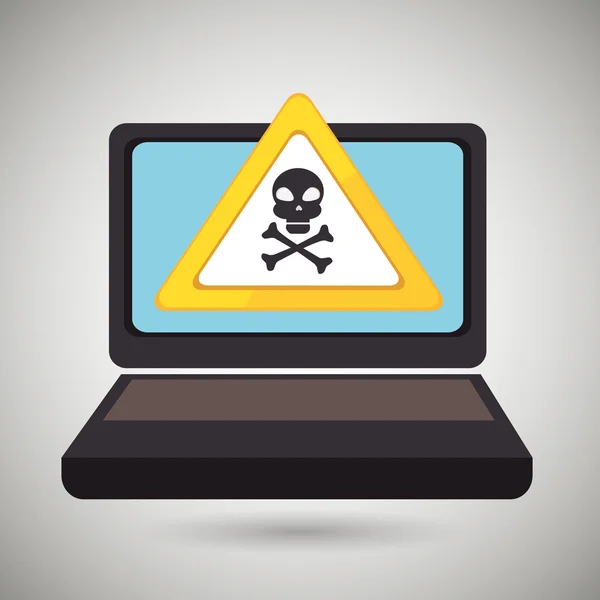 Laptop virus safe symbol — Stock Vector