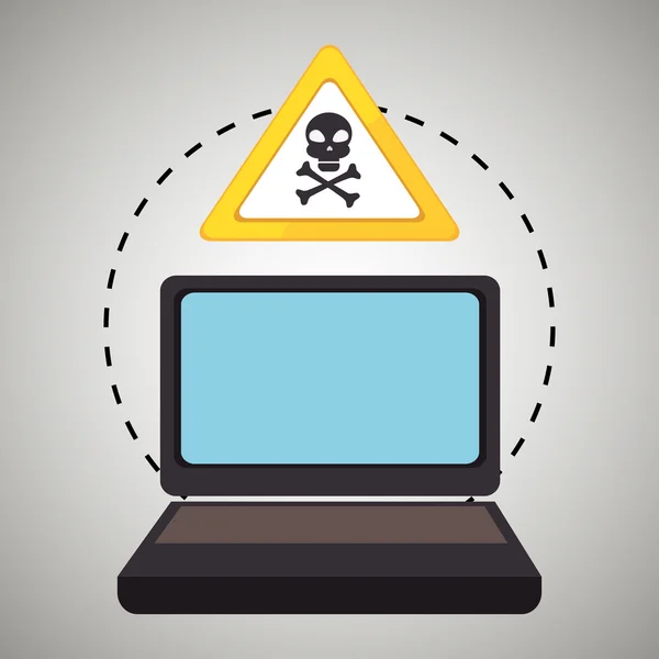 Laptop virus safe symbol — Stock Vector
