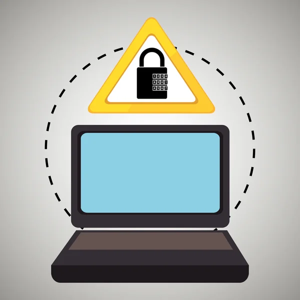 Laptop wirus bezpieczne symbol — Wektor stockowy