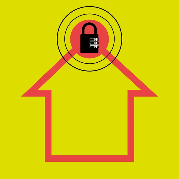 Silueta casa protección de seguridad — Vector de stock