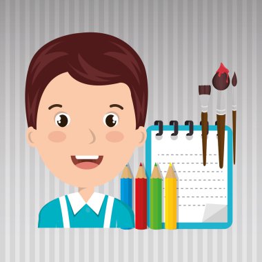 Öğrenci renkleri not defteri fırçalar