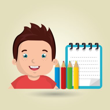 Öğrenci renkleri not defteri fırçalar