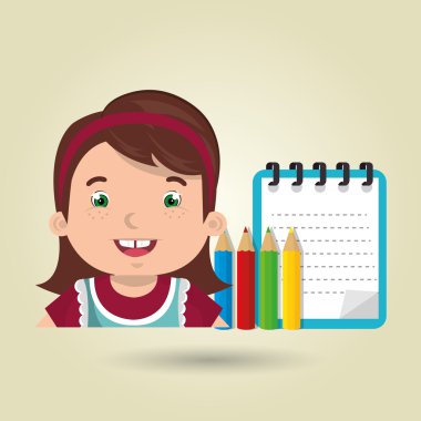 Öğrenci renkleri not defteri fırçalar