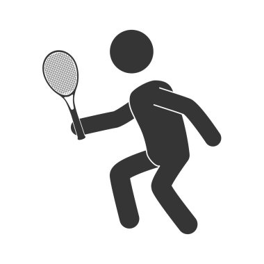 Tenis raketi simge vektör oynayan adam