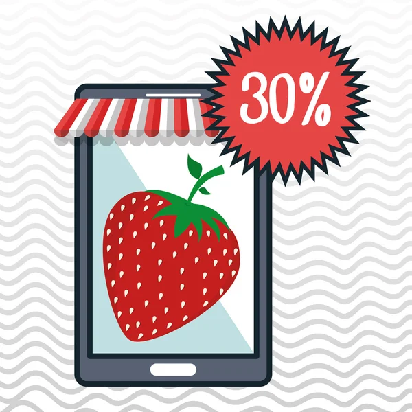 Smartphone satın almak online meyve — Stok Vektör