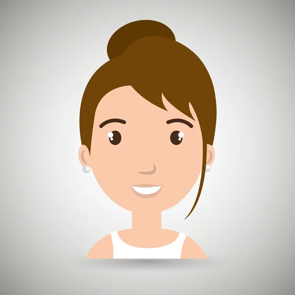 Personaje mujer joven icono — Vector de stock