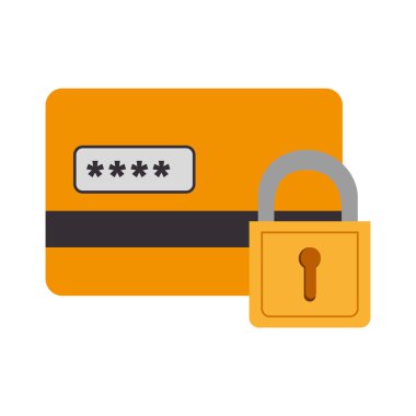 kart para kilit güvenlik simge vektör