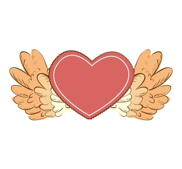 Vleugel liefde hart pictogram vector — Stockvector