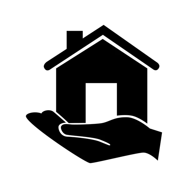 Hand holding house classic property icon vector — Stock Vector