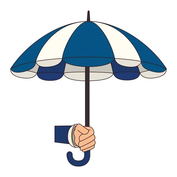 Umbrella hand open striped icon vector — Stock Vector