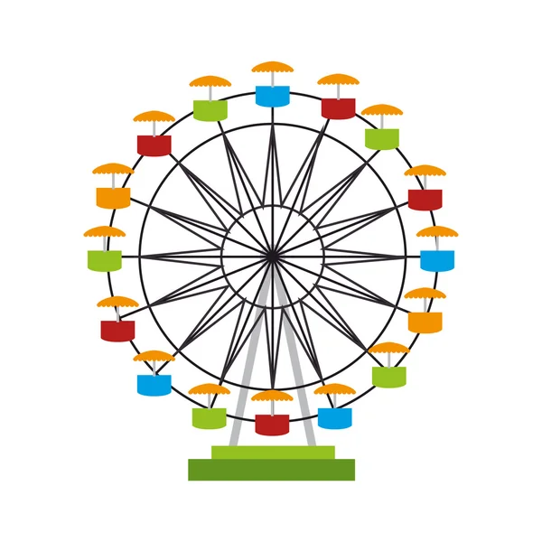 Roda ferris justo atração ícone vetor — Vetor de Stock