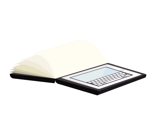 Tabletka urządzenie ekranem książki pagestechnology elektroniczny ikona wektor — Wektor stockowy