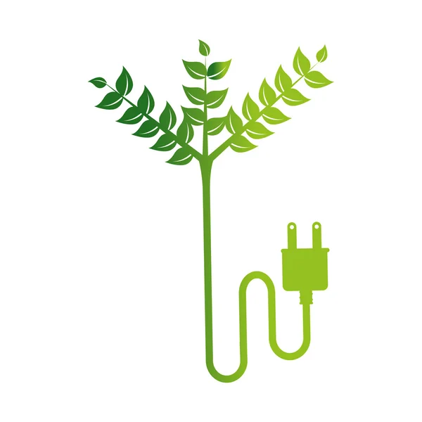 Planta enchufe hojas cable icono vector — Archivo Imágenes Vectoriales