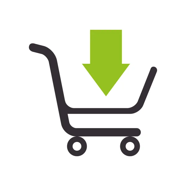 Carrito añadir flecha supermercado icono de compras vector — Vector de stock