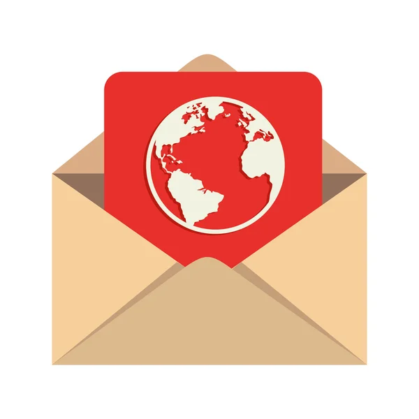 全球世界地球邮件收件箱中的邮件 — 图库矢量图片