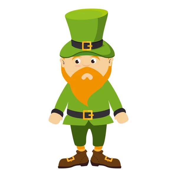 Leprechhaun ιρλανδική καπέλο γενειάδα πράσινο κοστούμι — Διανυσματικό Αρχείο