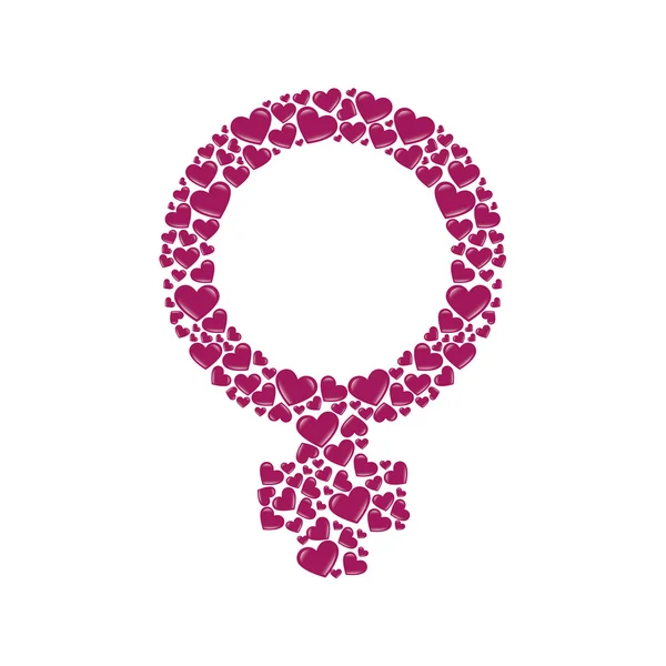 Mujer signo de género corazón — Vector de stock