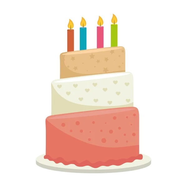 Pastel cumpleaños vela — Vector de stock