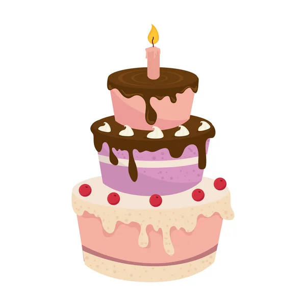 Pastel cumpleaños vela — Vector de stock