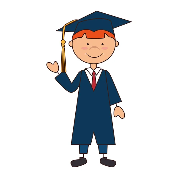 Hombre chico graduado vestido de escuela — Vector de stock