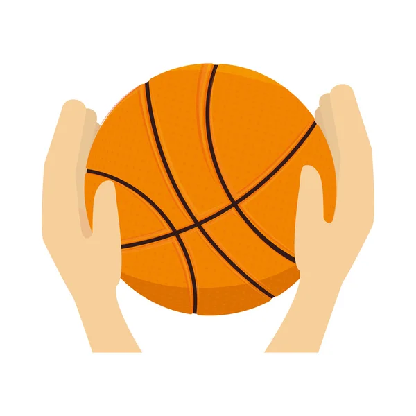 Baloncesto pelota deporte mano — Vector de stock