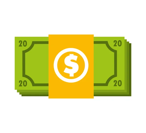 Billet dollar argent icône — Image vectorielle