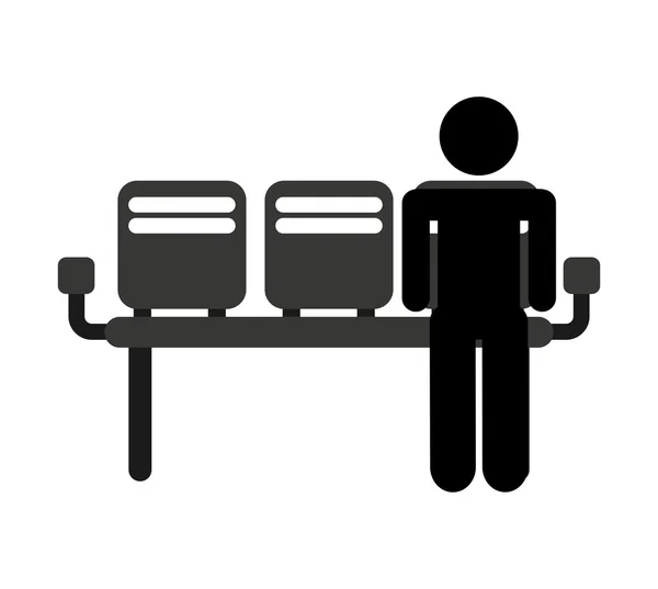 Waiting room chairs isolated icon — Stock Vector