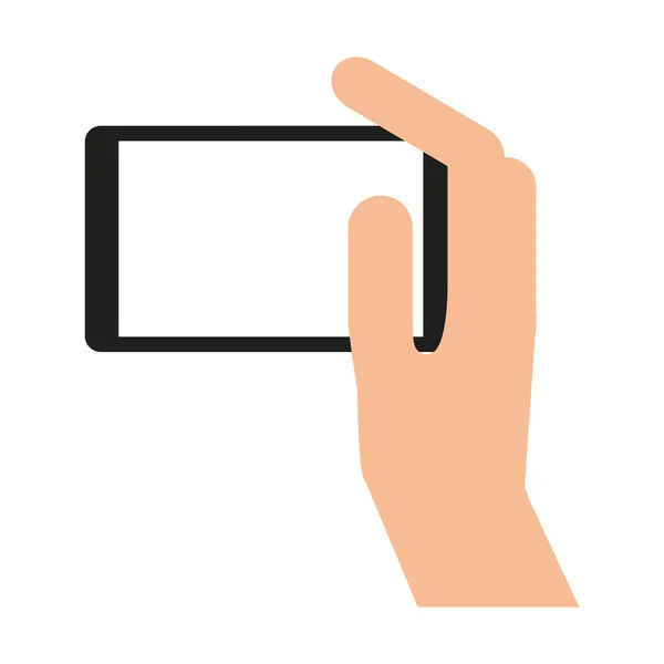 Mains utilisateur humain smartphone icône isolée — Image vectorielle