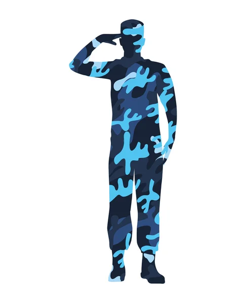 Military figure avatar camouflage isolated icon — Stock Vector