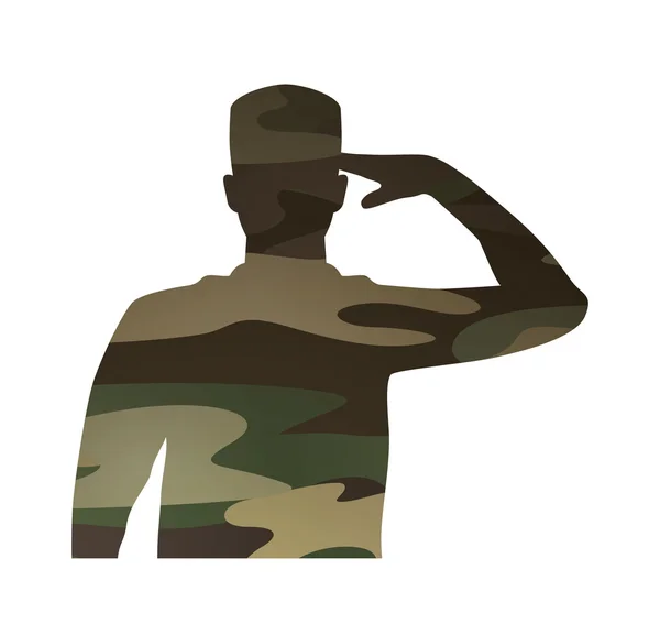 Military figure avatar camouflage isolated icon — Stock Vector