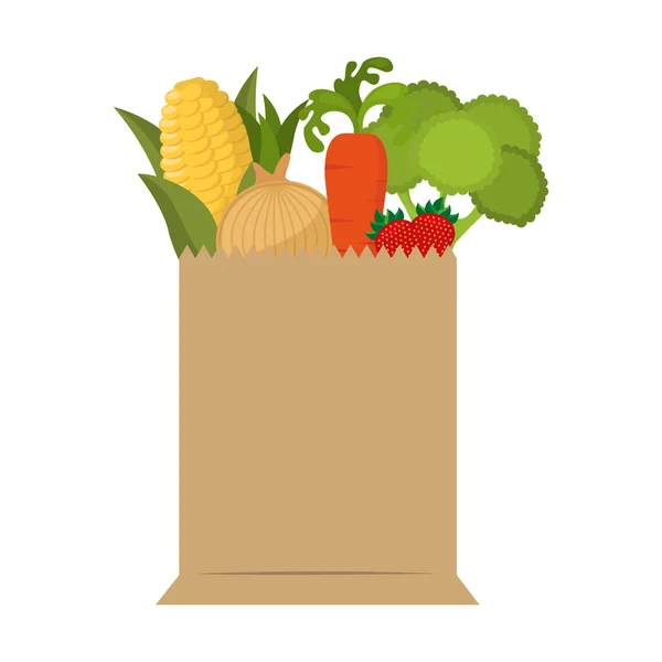 Bolsa de compras con verduras — Vector de stock
