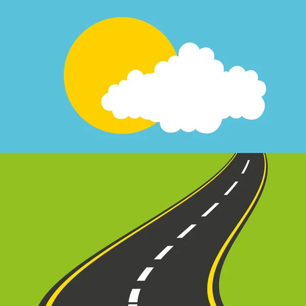 Roadway landscape isolated icon — Stock Vector