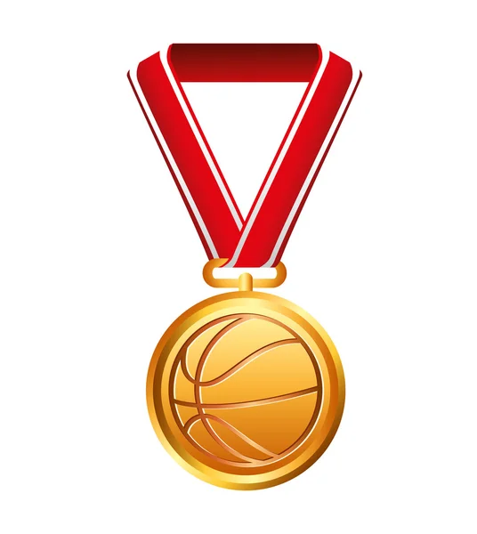 Medaille award basketbal sport geïsoleerde pictogram — Stockvector