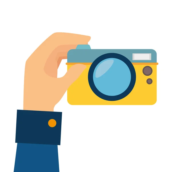 Kamera digitális fényképezés kéz — Stock Vector