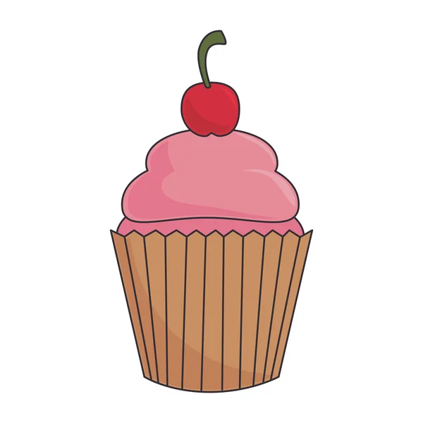 Cupcake desszert, eper — Stock Vector