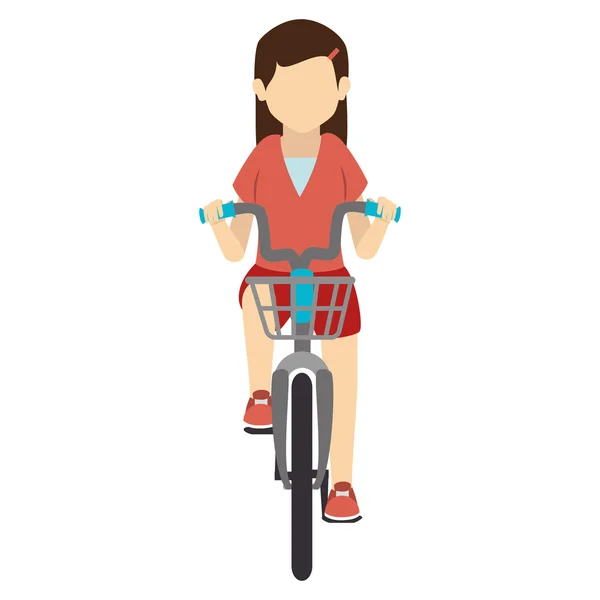 Fiets fiets rit meisje — Stockvector