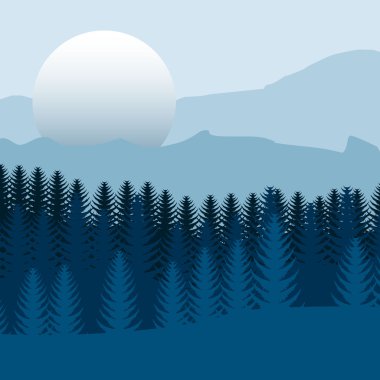 Orman manzara resim izole simgesi