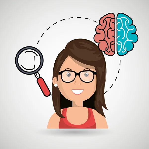 Icono de la idea joven mujer — Vector de stock