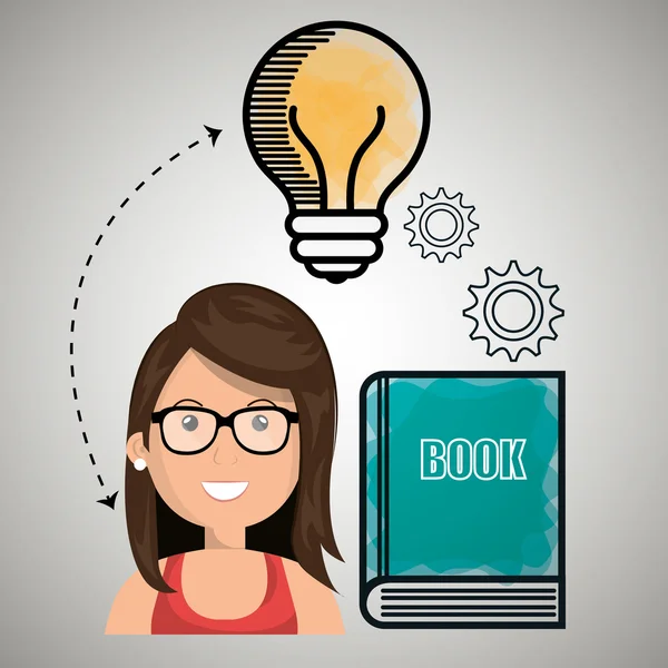 Mujer libro idea icono — Vector de stock