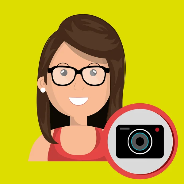 Vrouw camerasymbool fotografie — Stockvector