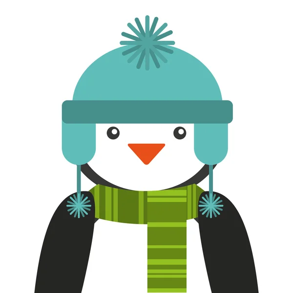 Pingvinek karácsonyi karakter elszigetelt ikon — Stock Vector