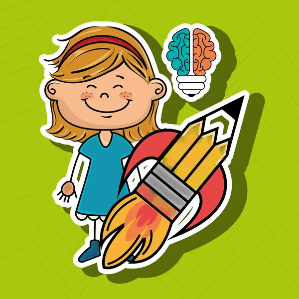 Girl idea brain — Stock Vector