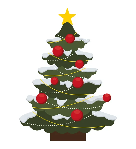 Tree pine christmas isolated icon — Stock Vector