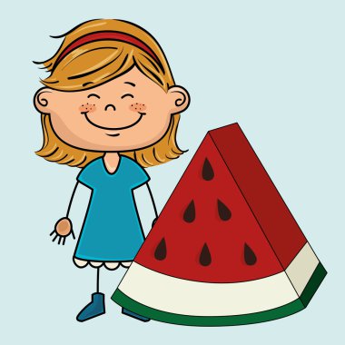 çocuk kız karpuz meyve simgesi