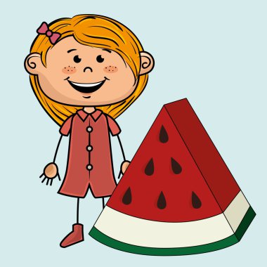 çocuk kız karpuz meyve simgesi