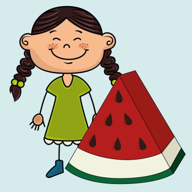 çocuk kız karpuz meyve simgesi